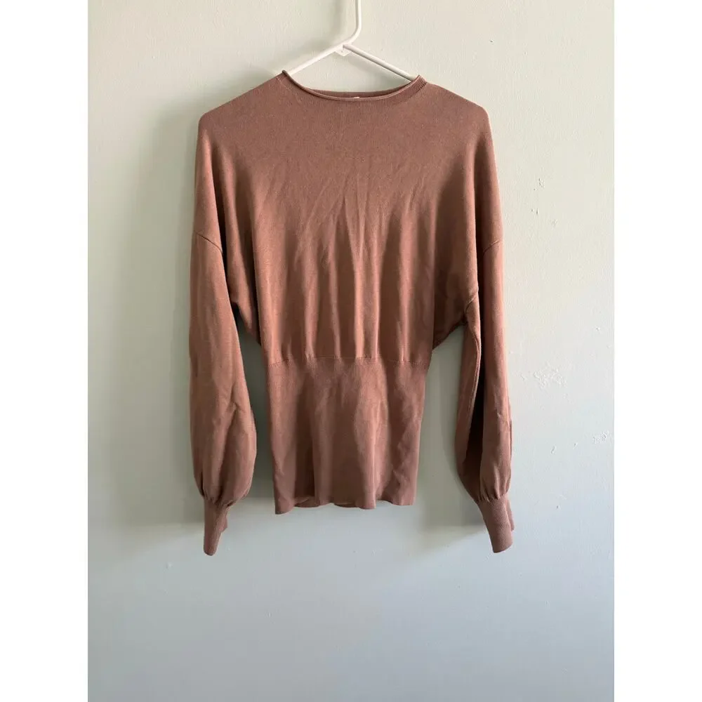 Nordstrom Open Edit | Brown Preppy Long Sleeve Tie Back Sweater Casual Knit